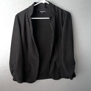 Alex & Olivia Black Pinstripe Blazer Jacket Women’s Size S – Classic Open Front